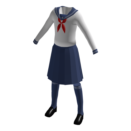 White Japanese Anime School Uniform w/ Red Ribbon