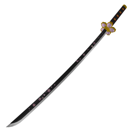 Black Japanese Sword with Sakura Design [Waist]