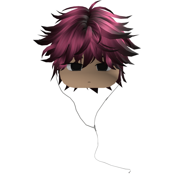 Y2K emo boy with headphones, black and pink hair
