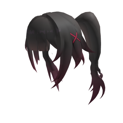 ♡Cute Anime Style 2 Ponytail Hair (Black/Maroon) Roblox item
