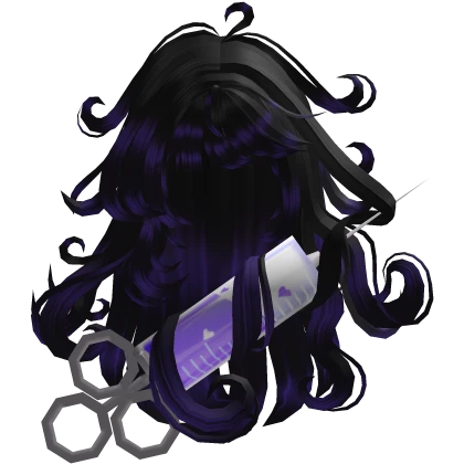 Halloween Nurse Swirly Syringe Hair (Black&Purple) Roblox item render