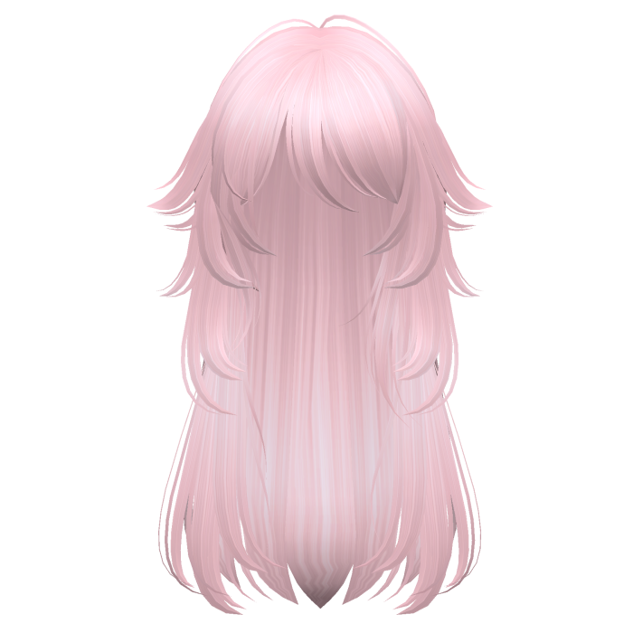 long fluffy anime hair with tufts (pastel pink)