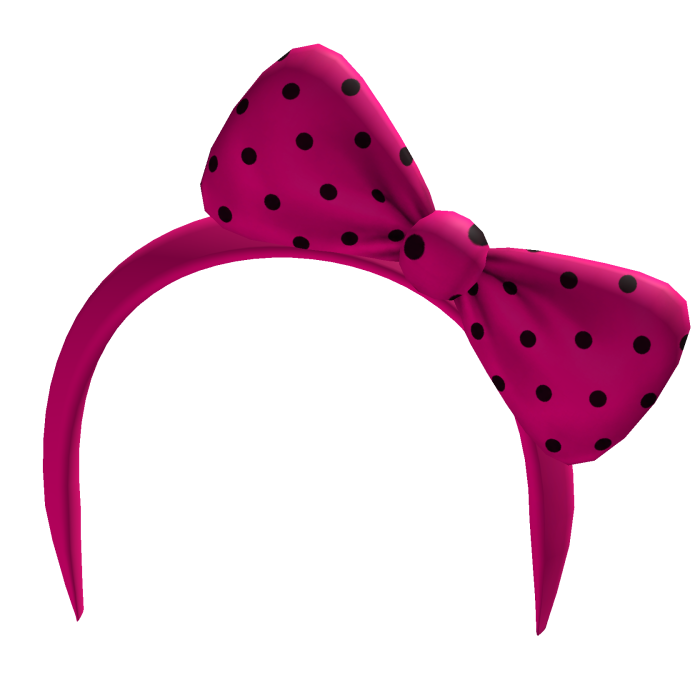 M$| Hot Pink and Black Polkadot Headband Bow