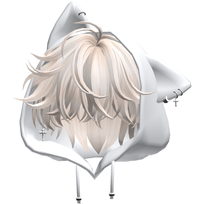 Beige Messy Hair with Cat Hoodie