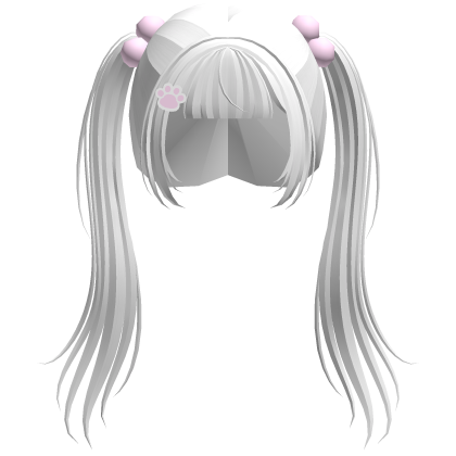 ꒰♡꒱ kawaii white long anime twintails w clips Roblox item