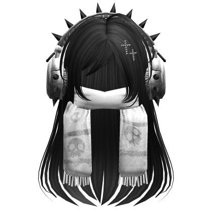 Straight Hair&Emo Headphones&Scarf Black