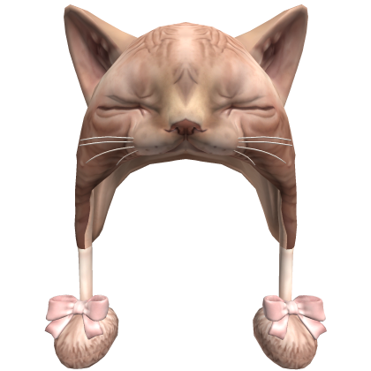 Cozy Sphynx Cat Hood with Pink Bows