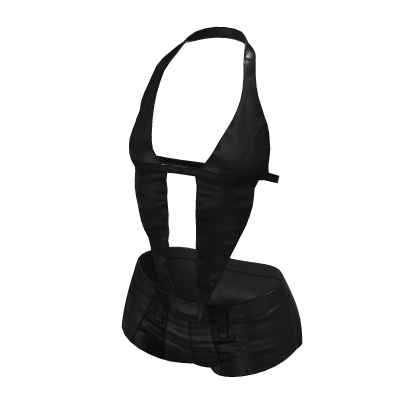 y2k ☆ black leather cut-out outfit