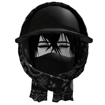 Vkei Black Hair Vintage Cap Scarf Mask y2k Dashie | Roblox Item