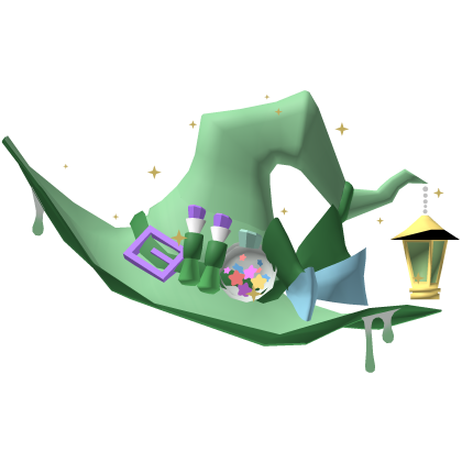 Green Witch Hat with Potions & Bows