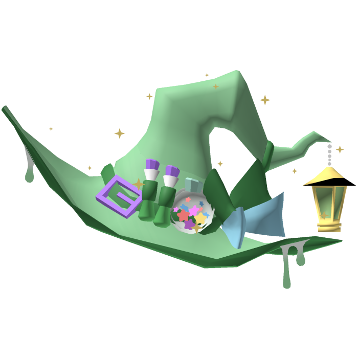 Green Witch Hat with Potions & Bows