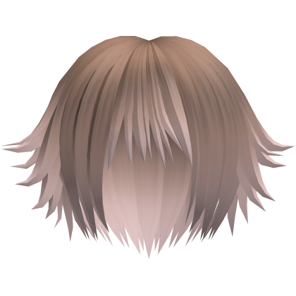 cute messy anime short hair in brown to pink Roblox item