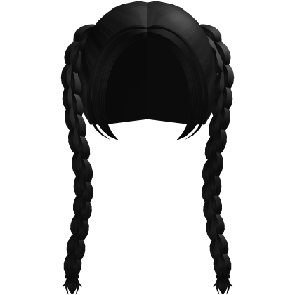 cute long black braids ♡ Roblox item