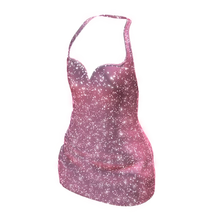 Pink Glitter Cute Korean Halter Neck Dress • DD04 Roblox item render