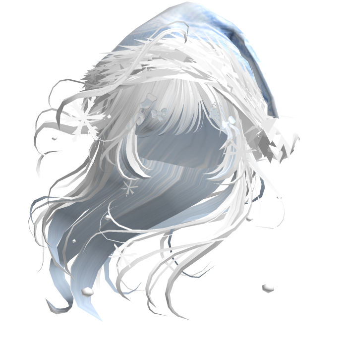 Lush Windy Hair w/Santa Hat (White)