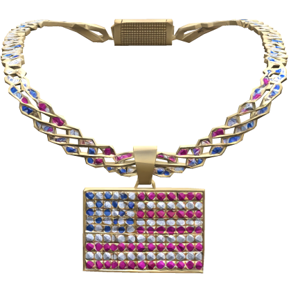 Gold Iced Out Trendy USA America Necklace Chain