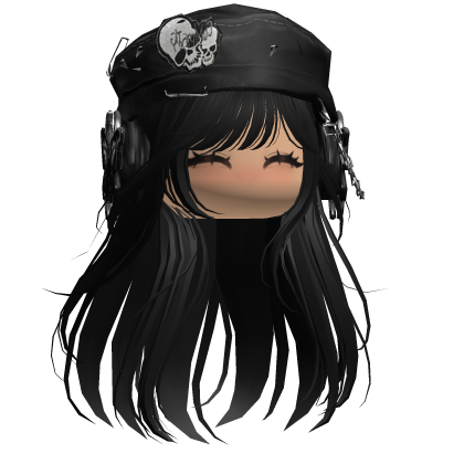Black Straight Hair W/ Beret & Blush