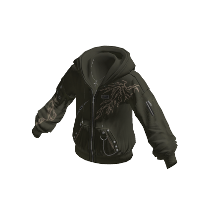 Faded Graphic Hooded Jacket (Dark Green)