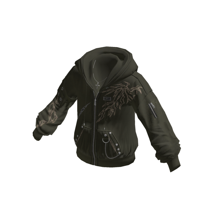 Faded Graphic Hooded Jacket (Dark Green)