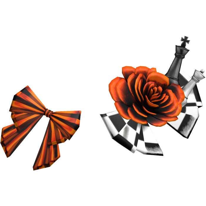 Checkered Chess Bow Headpiece w Rose in Orange