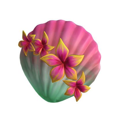Mermaid Pink Hibiscus Flower Shell Hair Clip Roblox item