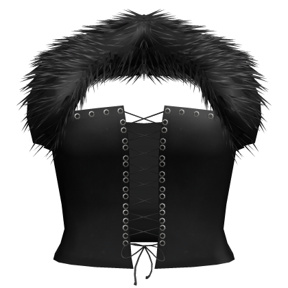 ⊹ Emo Black Fur Trim Corset
