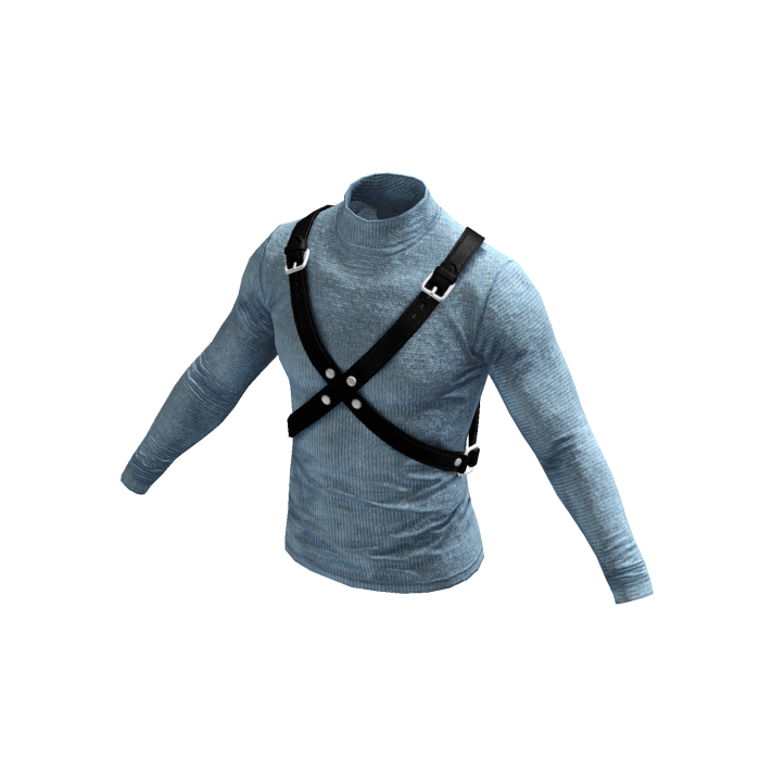Light Blue Knit Strapped Harness Sweater
