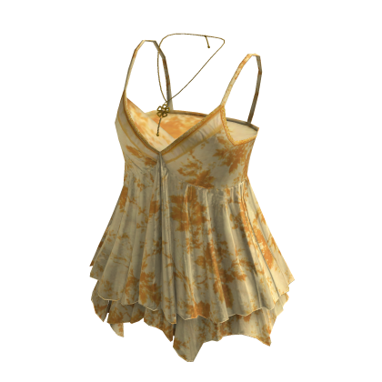 Y2K Floral Babydoll Cami Top w/ Necklace (Yellow)
