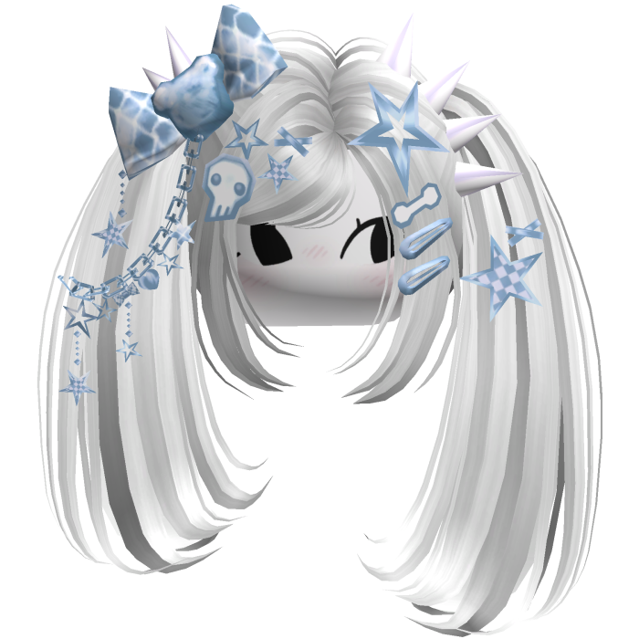 ♡ Scene Spiky Moe Pigtails (White & Blue)
