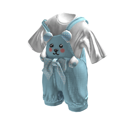 💜 Teddy Bear Overalls Chibi Style_Sky blue thumbnail
