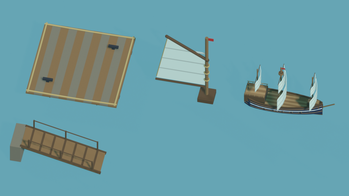 Low Poly Boat Dock Pack x40 Pirate Ship Beach preview 5