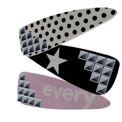 Big hairclips polka dots y2k pink black studded 