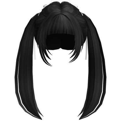 Neat Braided Ponytails w/ Ribbons in Black Roblox item