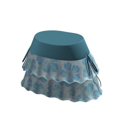 Blue Summer Hibiscus Mini Skirt