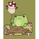Cute frogs and mushrooms