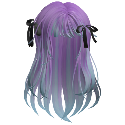 Long Layered Bow Hair - Purple & Blue