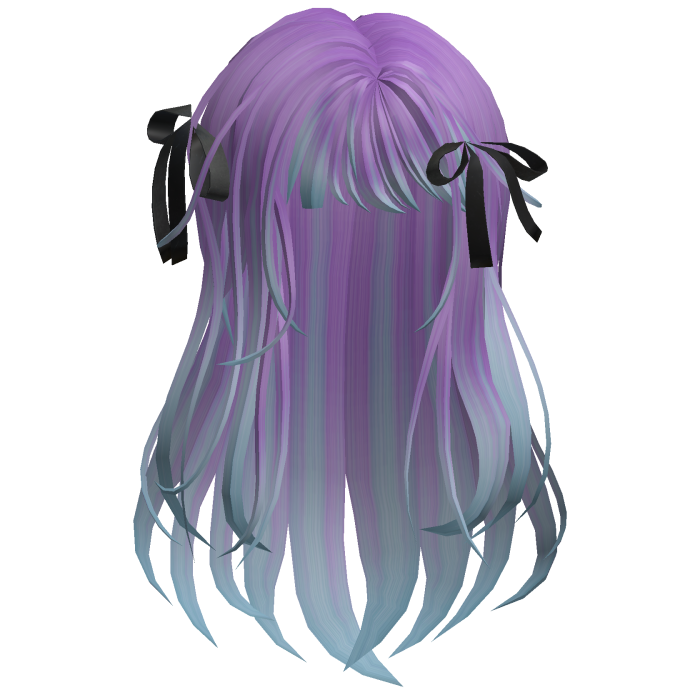 Long Layered Bow Hair - Purple & Blue