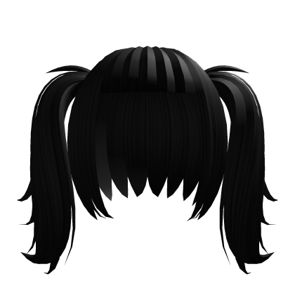 Cute doll fluffy short pigtails in black Roblox item