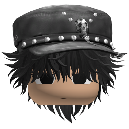 Fluffy Emo Black Beret Y2K Boy Hair (Black)