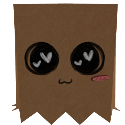 kawaii brown paper bag mask Roblox item