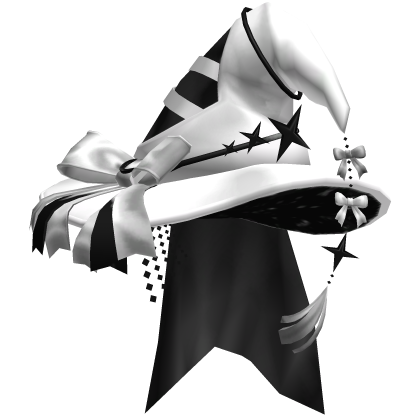 Witch Wizard Hat w Stars & Moon | White & Black