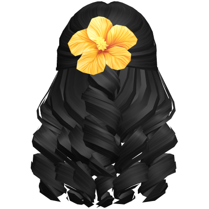 Summer Flower Curly Half-Up Hair (Black) Roblox item