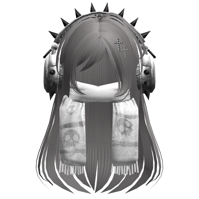 Straight Hair&Emo Headphones&Scarf Grey V2