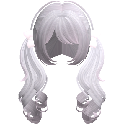 ♡ adorable long pink grey layered curly pigtails