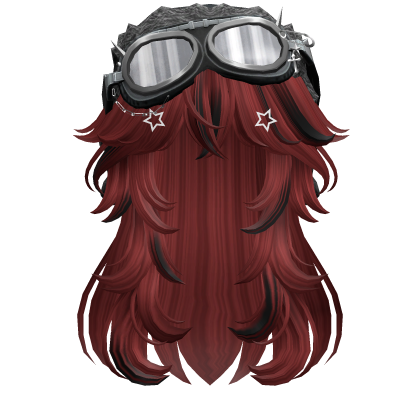 Red&Black Long Hair w/ Y2K Goggles Ushanka Roblox item