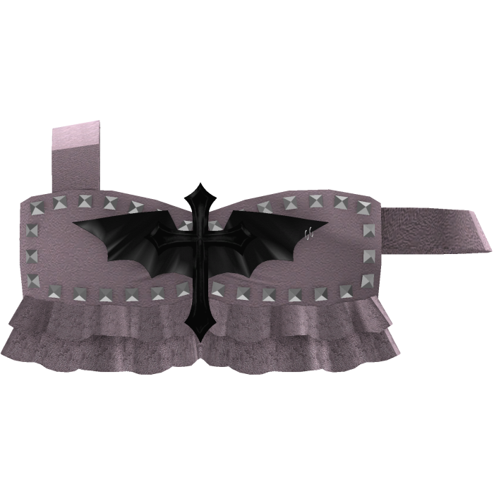 gothic short pink studded cross bat ruffled top 