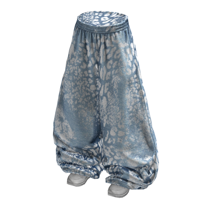 Light Blue Baggy Y2K Leopard Print Sweats
