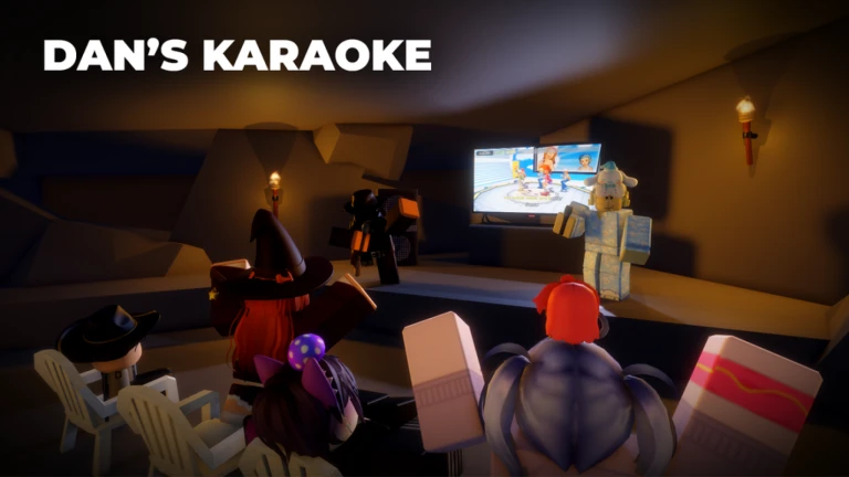 ilustrasi game dan's karaoke yang sedang bernyanyi bersama-sama