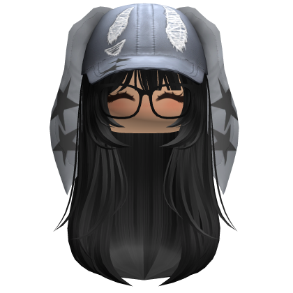 Bunny Hair W/ Blush Face & Glasses (Black)
