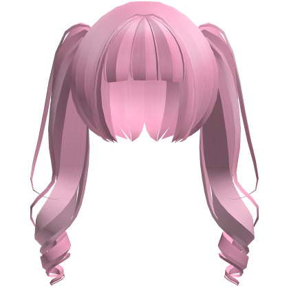 moe neat jirai curly ponytails w bangs hot pink